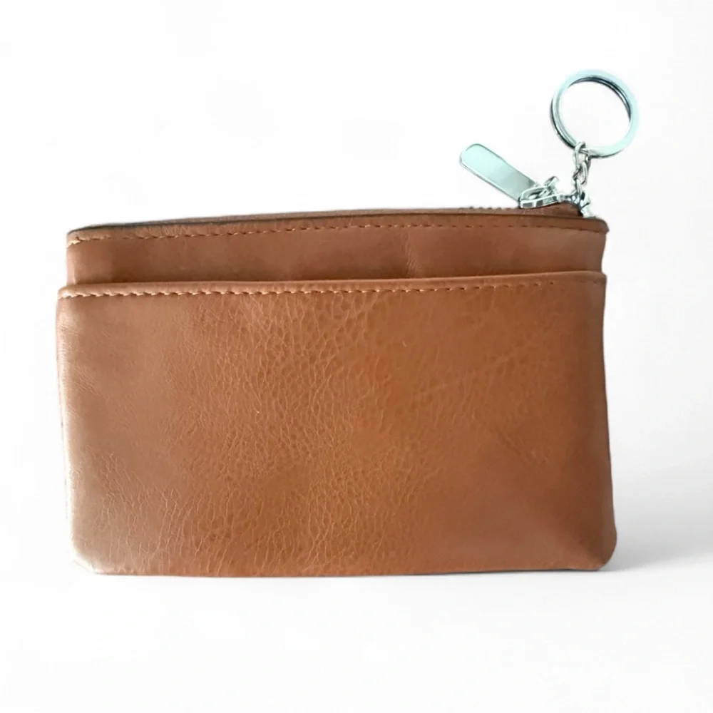 Safe Keeper Brown Faux Leather Wallet Key Ring with Silver-tone Hardware